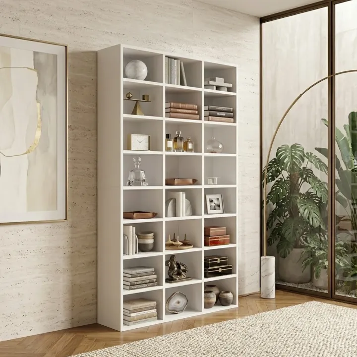 Libreria da parete 102x178h cm moderna soggiorno bianco Macondo