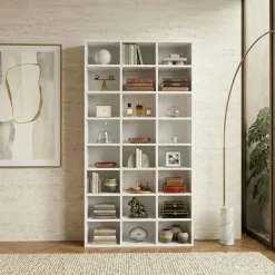 Libreria da parete 102x178h cm moderna soggiorno bianco Macondo