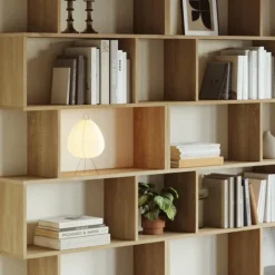 Libreria da parete 240x192h cm moderna soggiorno rovere chiaro Amira 3