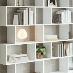 Libreria da parete 240x192h cm moderna soggiorno bianco opaco Amira 3