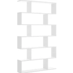 Libreria da parete 320x192h cm moderna soggiorno bianco opaco Amira