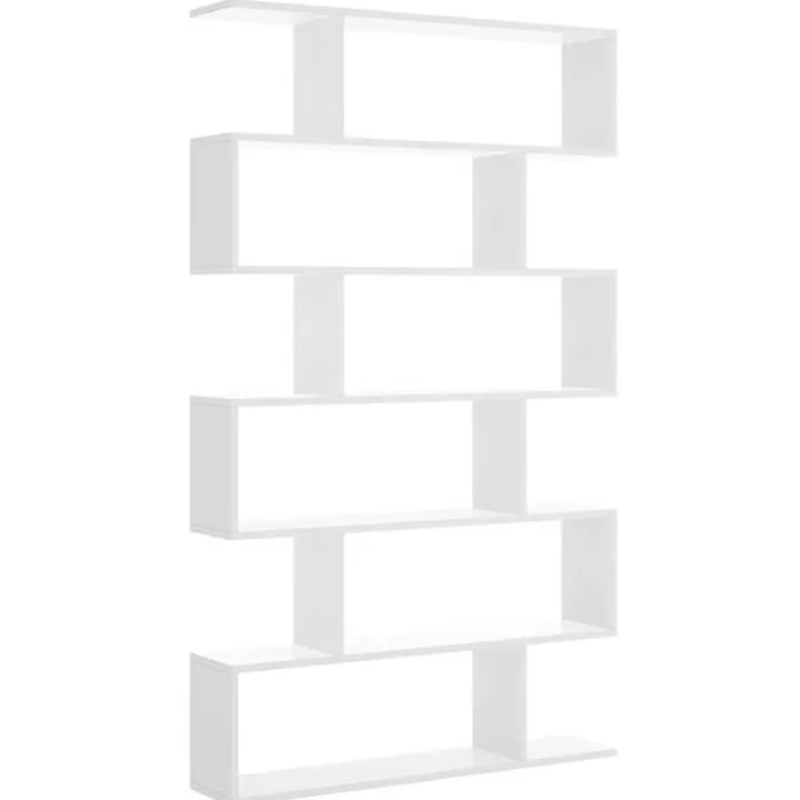 Libreria da parete 320x192h cm moderna soggiorno bianco opaco Amira