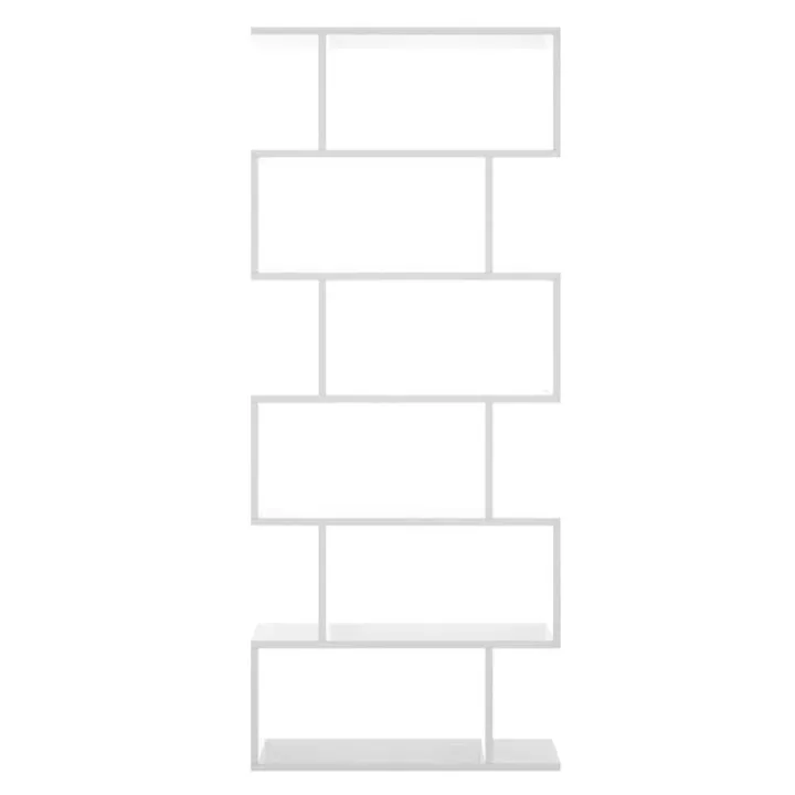 Libreria da parete 320x192h cm moderna soggiorno bianco opaco Amira