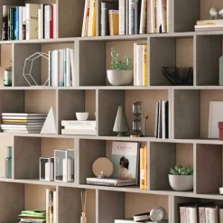 Libreria da parete 320x192h cm moderna cemento Amira
