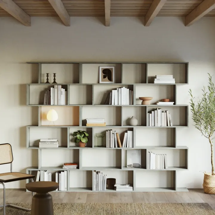 Libreria da parete 240x192h cm moderna design cemento Amira 3