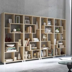 Libreria da parete 274x161h cm moderna soggiorno rovere Eliza