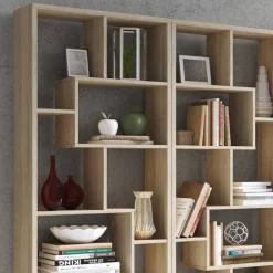 Libreria da parete 274x161h cm moderna soggiorno rovere Eliza
