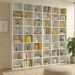 Libreria da parete 203x178h cm moderna soggiorno bianco Macondo 2