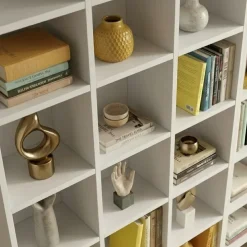 Libreria da parete 305x178h cm moderna soggiorno bianco Macondo 3