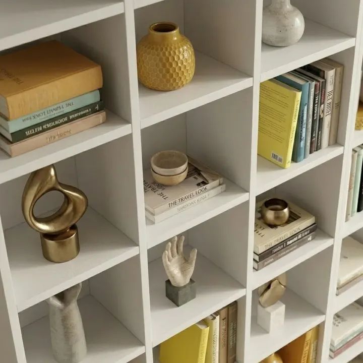 Libreria da parete 407x178h cm moderna soggiorno bianco Macondo 4