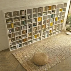 Libreria da parete 407x178h cm moderna soggiorno bianco Macondo 4