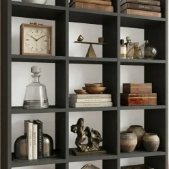 Libreria da parete 102x178h cm moderna soggiorno antracite Macondo