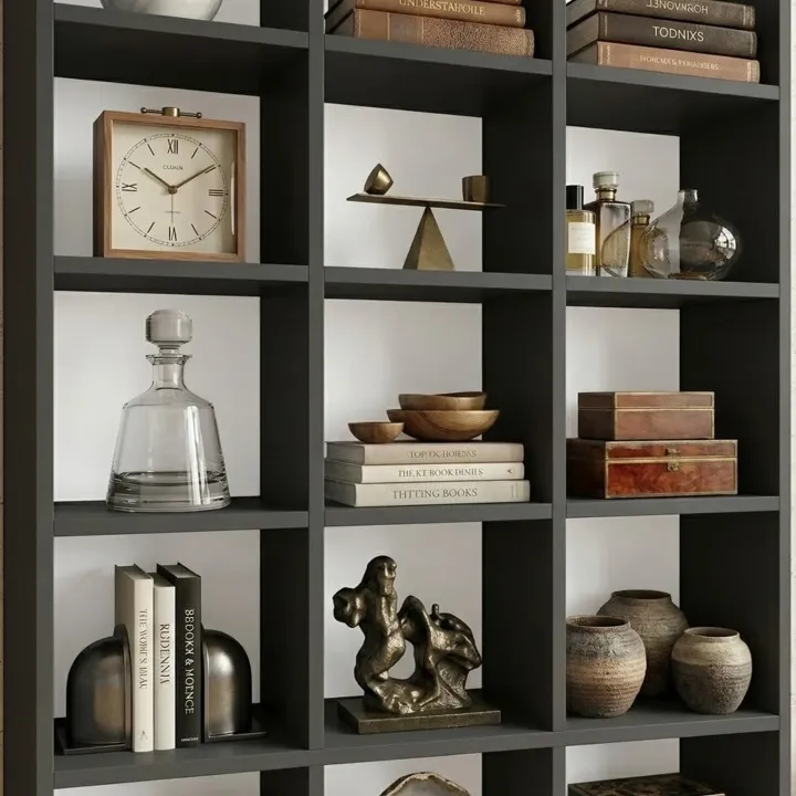 Libreria da parete 102x178h cm moderna soggiorno antracite Macondo