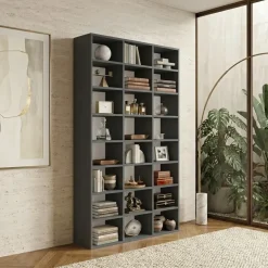 Libreria da parete 102x178h cm moderna soggiorno antracite Macondo