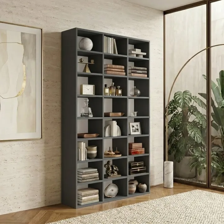 Libreria da parete 102x178h cm moderna soggiorno antracite Macondo