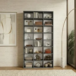 Libreria da parete 102x178h cm moderna soggiorno antracite Macondo