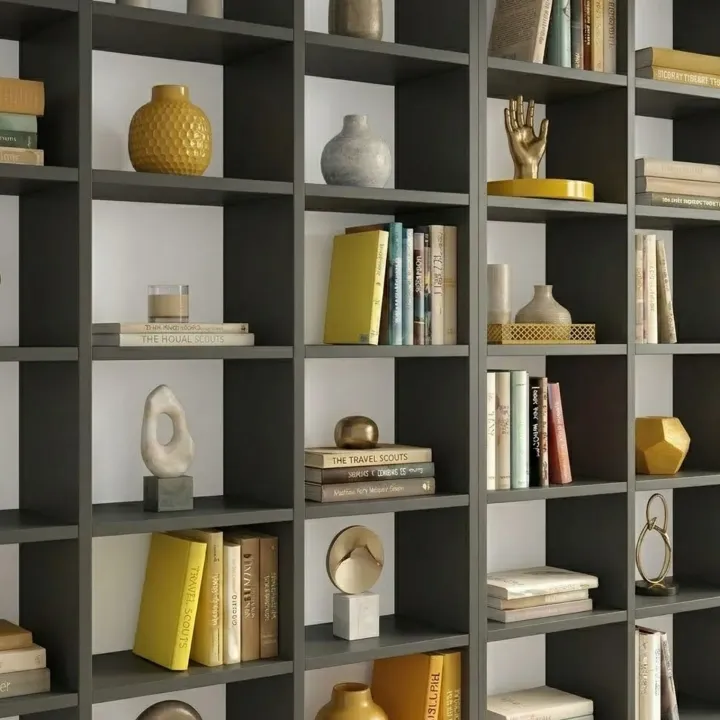 Libreria da parete 203x178h cm moderna soggiorno antracite Macondo 2