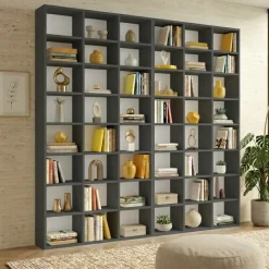 Libreria da parete 203x178h cm moderna soggiorno antracite Macondo 2