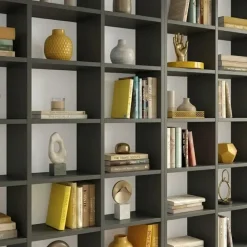 Libreria da parete 305x178h cm moderna soggiorno antracite Macondo 3