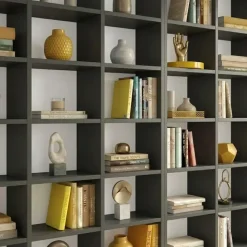 Libreria da parete 407x178h cm moderna soggiorno antracite Macondo 4