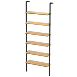 Libreria da parete 72x181h cm 6 ripiani industrial rovere metallo nero Biak