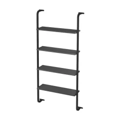 Libreria da parete 76x151h cm 4 ripiani industrial antracite metallo nero Bering