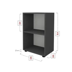 Libreria da parete 49x74h cm 2 ripiani ufficio multiuso antracite Arkiva