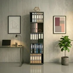 Libreria da parete 49x178h cm 5 ripiani ufficio multiuso antracite Arkiva