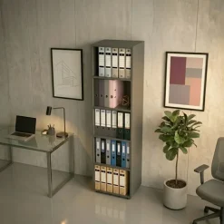 Libreria da parete 49x178h cm 5 ripiani ufficio multiuso antracite Arkiva