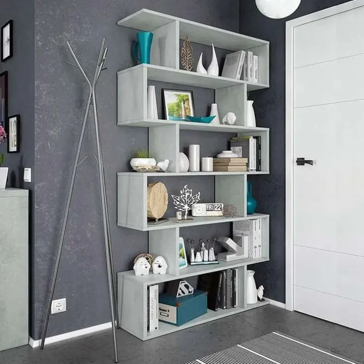 Libreria da parete 80x192h cm soggiorno design cemento Zaira