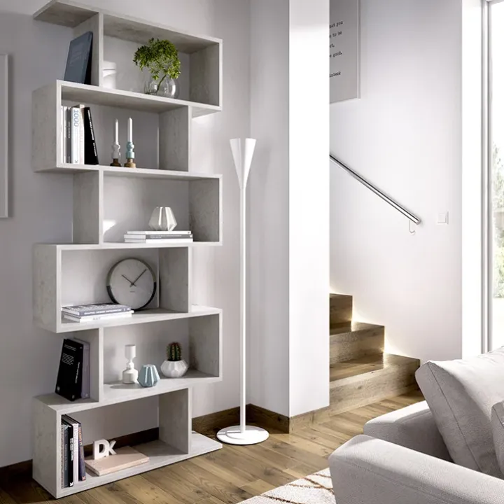 Libreria da parete 80x192h cm soggiorno design cemento Zaira