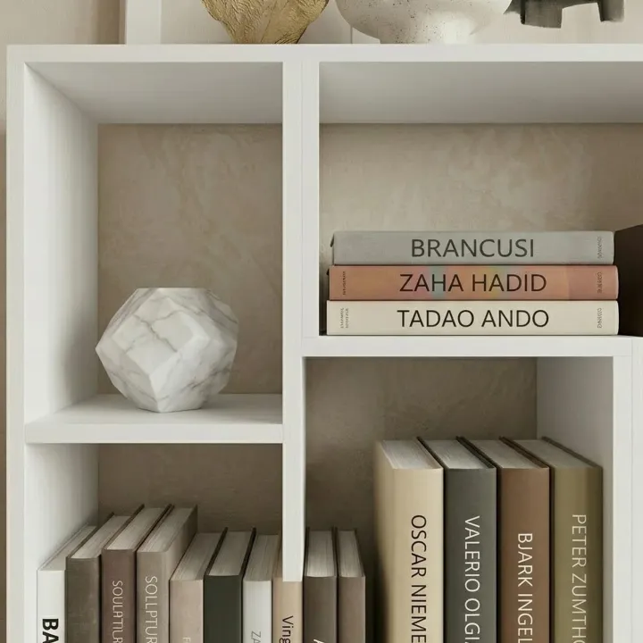 Libreria da parete 81x91h cm 5 vani a vista moderno multifunzione bianco Camaleo