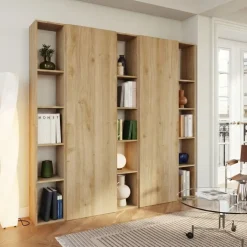 Libreria mobile multiuso scarpiera dispensa 195x186h rovere chiaro Sunset 1003
