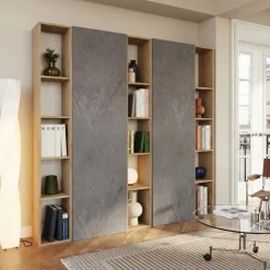Libreria mobile multiuso scarpiera dispensa 195x186h rovere chiaro antracite Sunset 1003