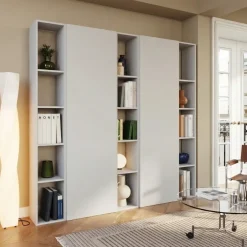 Libreria mobile multiuso scarpiera dispensa 195x186h grigio chiaro Sunset 1003