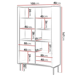 Libreria mobile multiuso 105x167h cm 2 ante noce nero Wrappy
