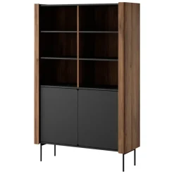 Libreria mobile multiuso 105x167h cm 2 ante noce nero Wrappy