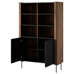 Libreria mobile multiuso 105x167h cm 2 ante noce nero Wrappy