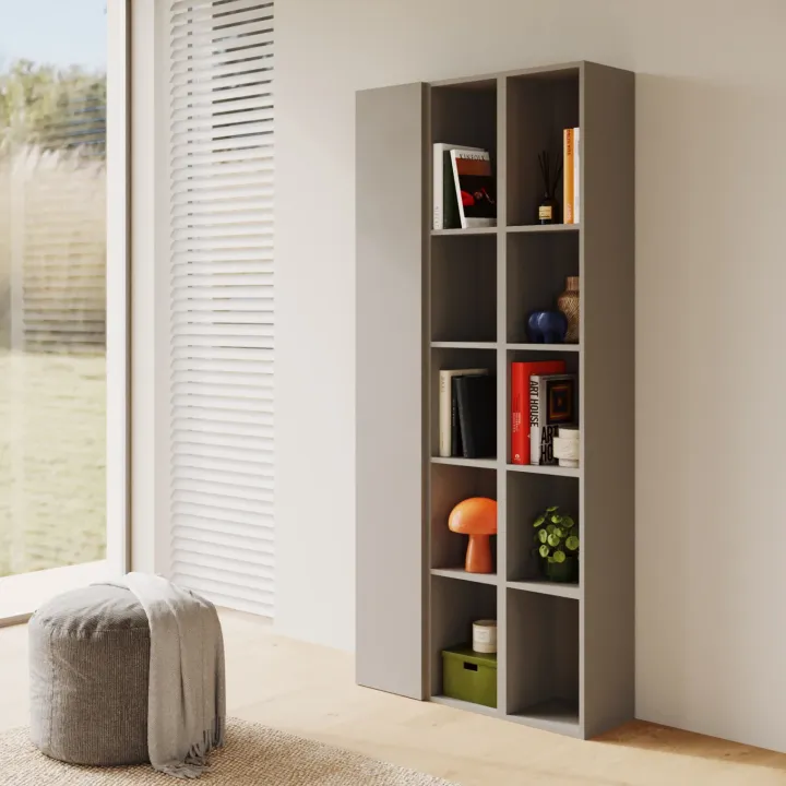 Libreria moderna 84x186h cm 1 anta grigio scuro Sunset 1004