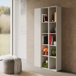 Libreria moderna 84x186h cm 1 anta grigio chiaro Sunset 1004