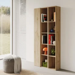 Libreria moderna 84x186h cm 1 anta rovere chiaro Sunset 1004