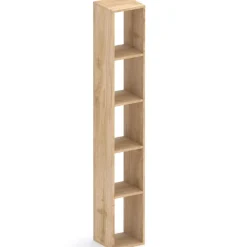 Libreria moderna 84x186h cm 2 ante bianco lucido rovere chiaro Sunset 1005