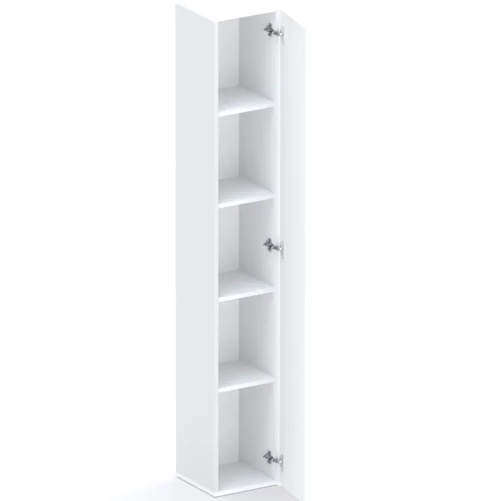 Libreria moderna 84x186h cm 2 ante bianco lucido rovere chiaro Sunset 1005