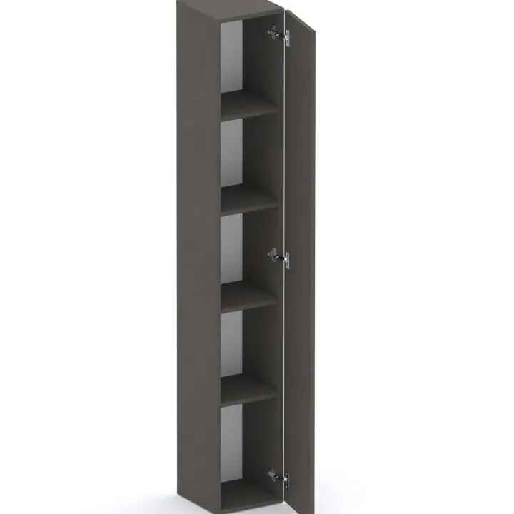 Libreria moderna 84x186h cm 2 ante ossido nero rovere chiaro Sunset 1005