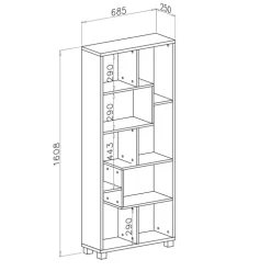 Libreria orizzontale 156x74h cm moderna soggiorno multiposizione rovere Eliza