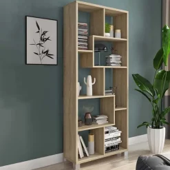 Libreria orizzontale 156x74h cm moderna soggiorno multiposizione rovere Eliza