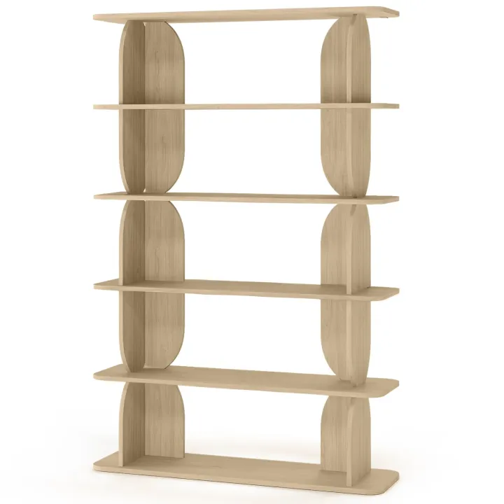 Libreria sospesa 120x185h cm moderna soggiorno rovere Bukly