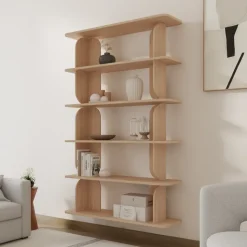 Libreria sospesa 120x185h cm moderna soggiorno rovere Bukly