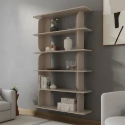 Libreria sospesa 120x185h cm moderna soggiorno cashmere Bukly