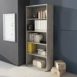 Libreria ufficio moderna 79x188h cm cemento Woody